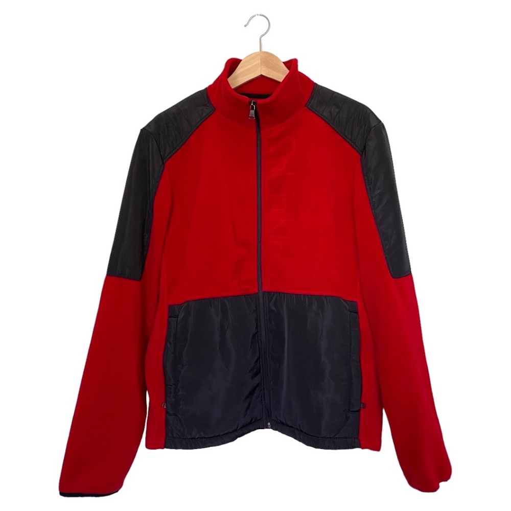 Calvin Klein Men's Full Zip Color-Block Fleece Jacket. Red & Black. Size: L